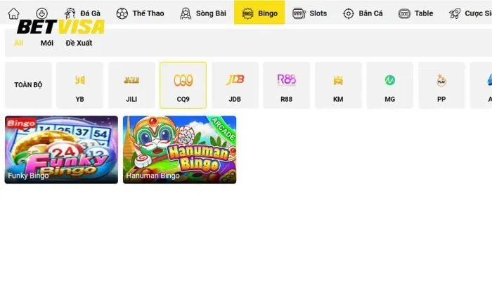 Giới thiệu sảnh game Bingo CQ9 Betvisa