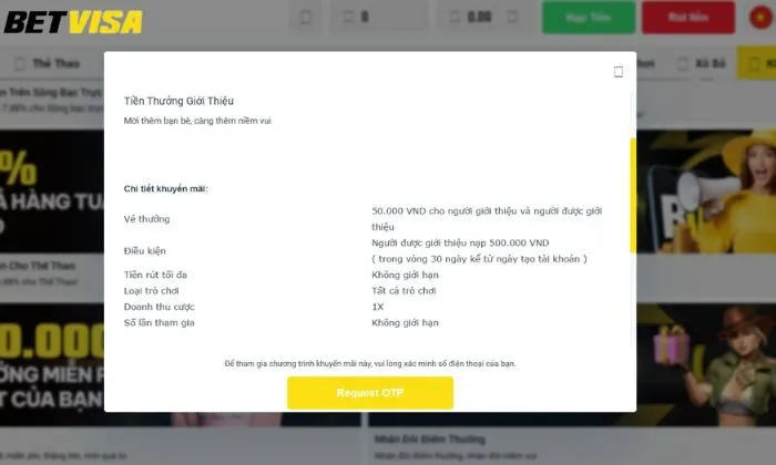 Điều kiện và quy định khuyến mãi tiền thưởng giới thiệu bạn bè Betvisa